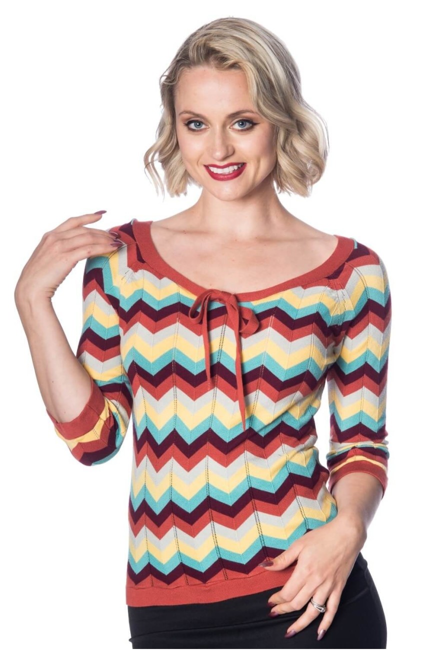 Pull femme rétro chevrons