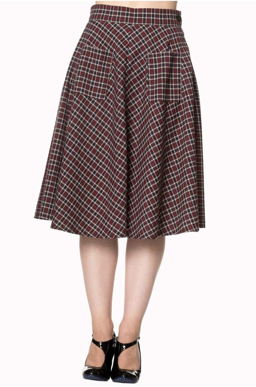 Jupe Vintage Tara Jarmon Aubergine En Velours Côtelé - Dos à Ruban Croisé - Taille 40 - Très Bon état