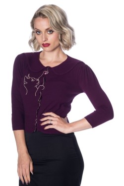 Cardigan aubergine chat