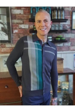Cardigan rétro bleu homme