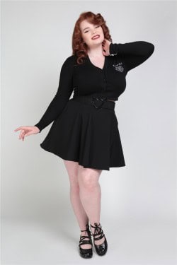 Jupe patineuse noire taille haute
