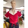 Blouse bordeaux et ecru