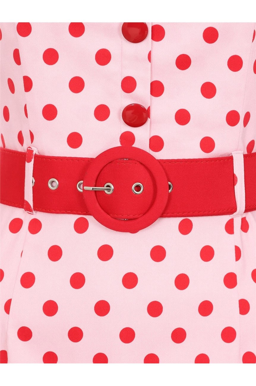 Jupe Short Fille Justice Taille 6 - Coton Rose à Pois Blancs - État Correct