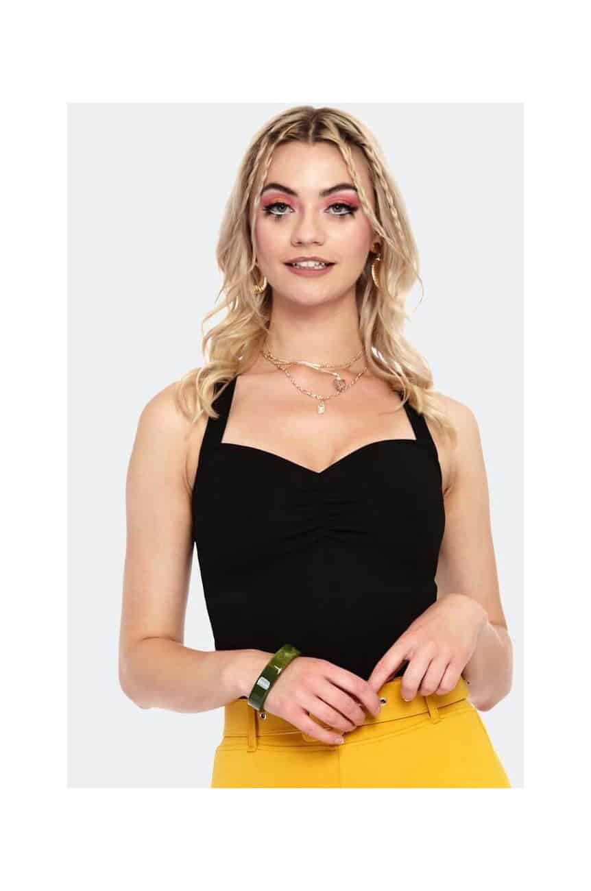 Top Noir Sans Manches MORGAN DE TOI - Taille 1, Occasion En Très Bon état, Parfait Pour L'été !