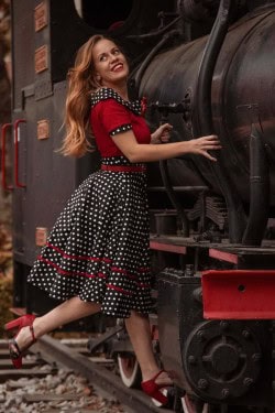 Robe rockabilly col bateau
