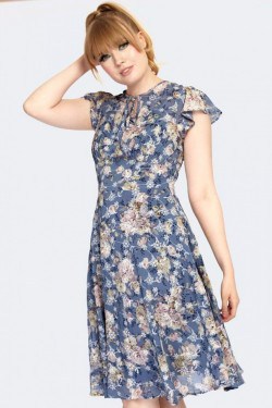Robe bleue a fleur