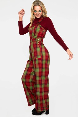 Salopette tartan rouge et verte