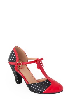 Escarpin a pois noir et rouge
