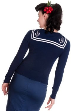 Cardigan hell bunny bleu style marin