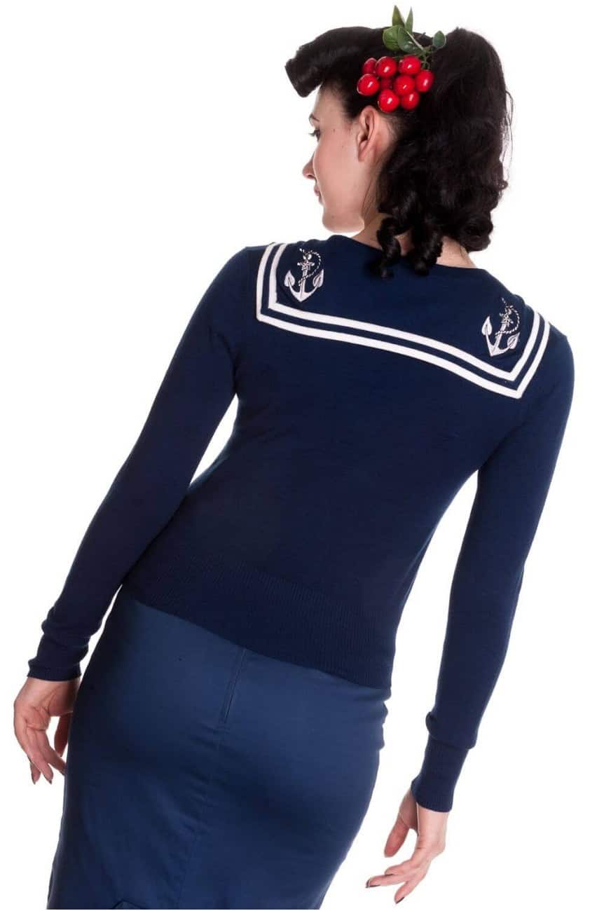 Cardigan hell bunny bleu style marin