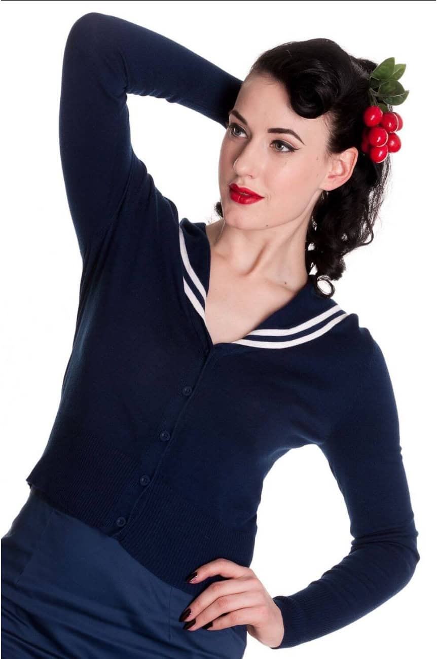 Cardigan hell bunny bleu style marin