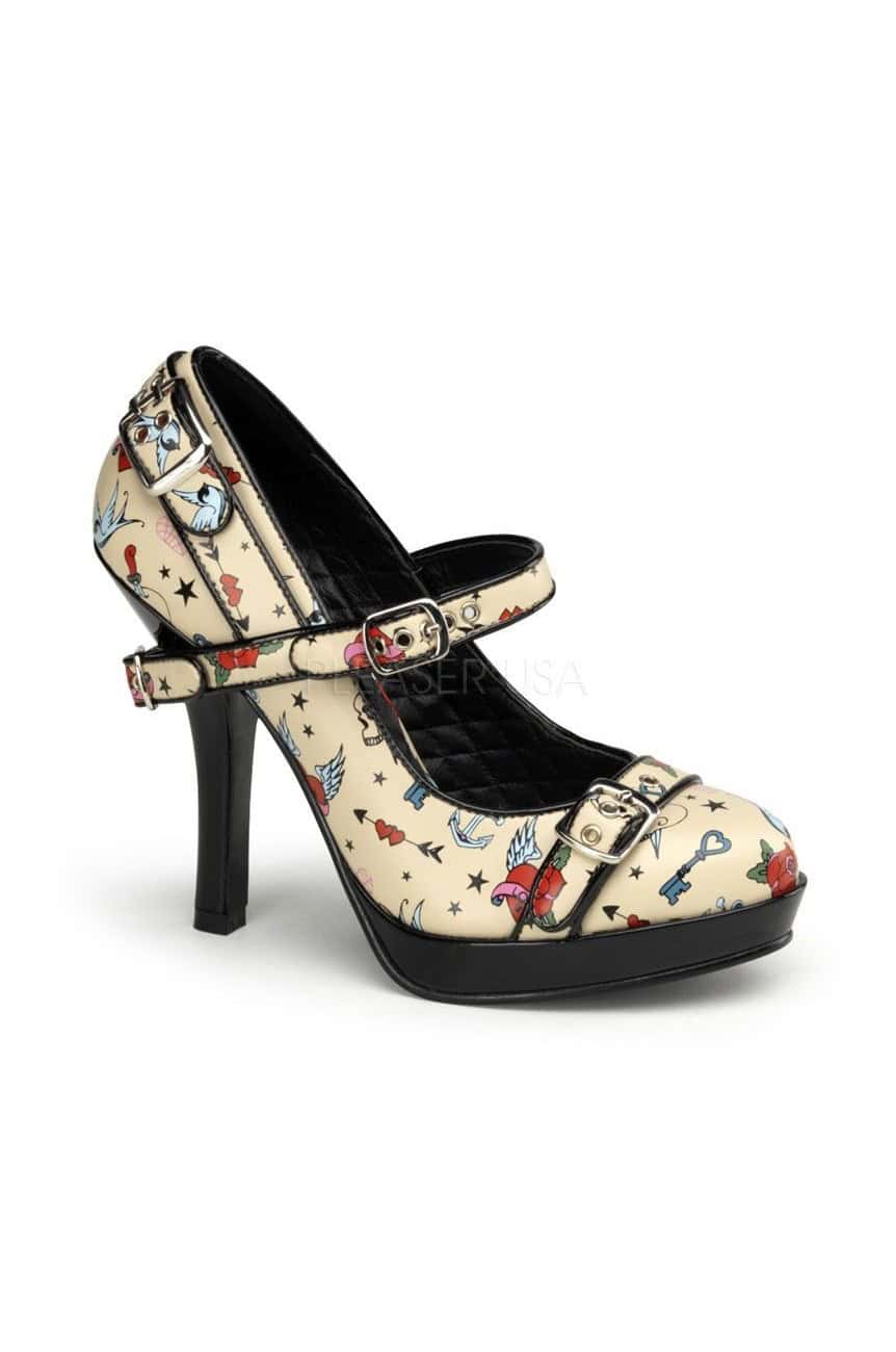 Chaussure retro motif tattoo