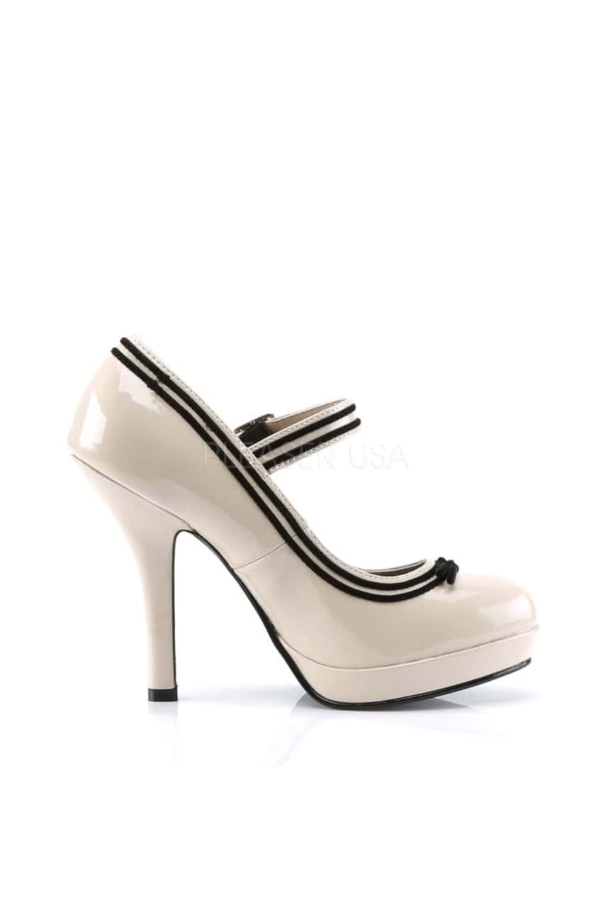 Chaussure retro pin up vinyle beige