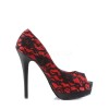Chaussures pin up a fleur rouges