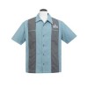 Chemise rockabilly tiki bleue