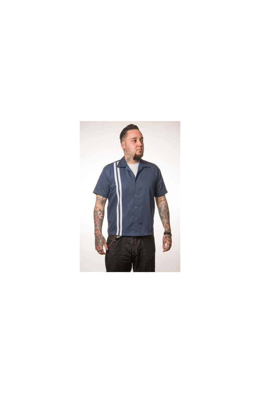 Chemise bleue rockab steady