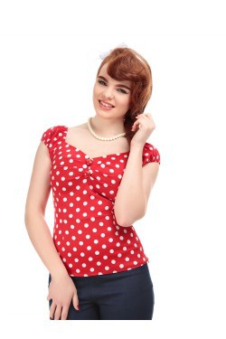 Haut pois rouge et blanc