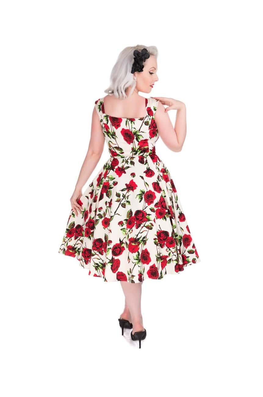 Robe longue pin up ecrue a fleur