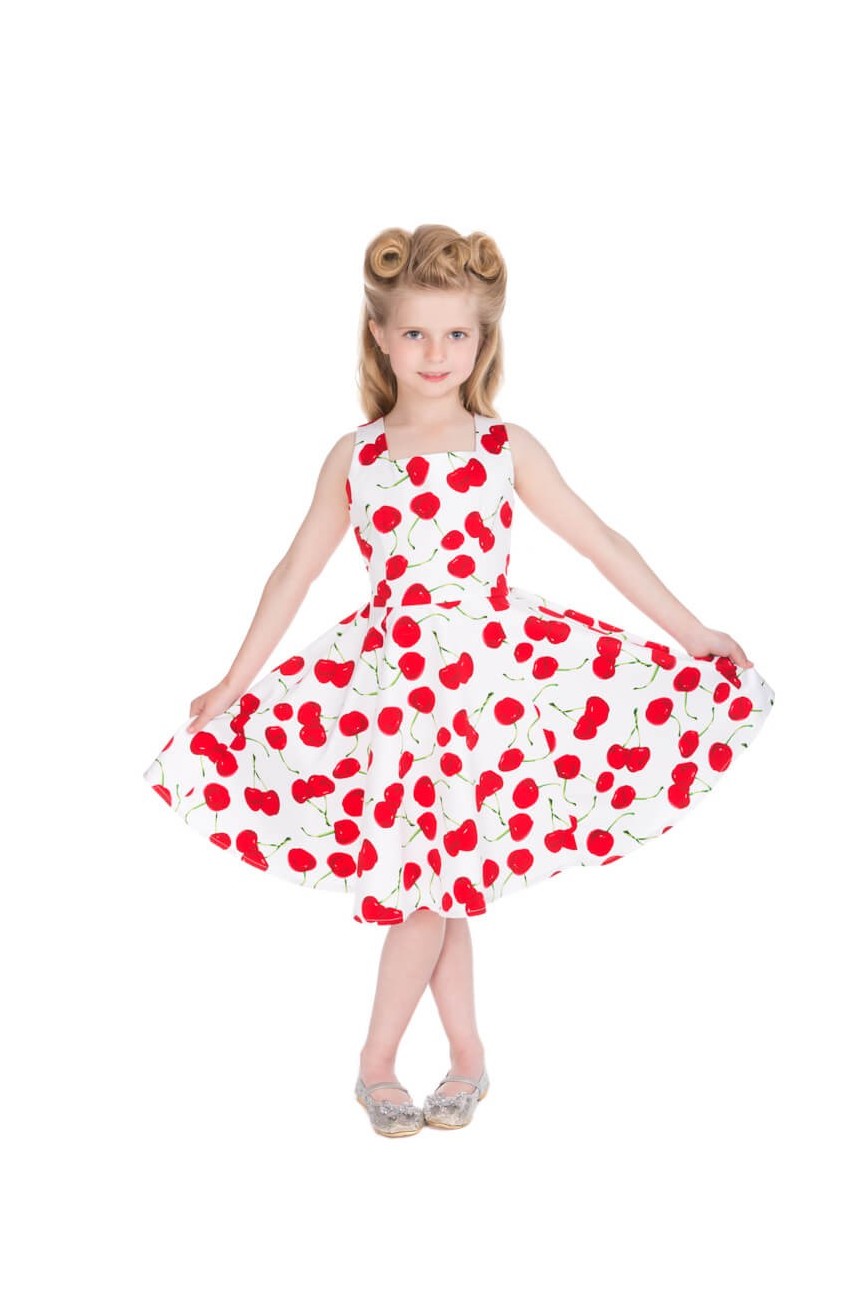 Robe enfant blanche moti cerise