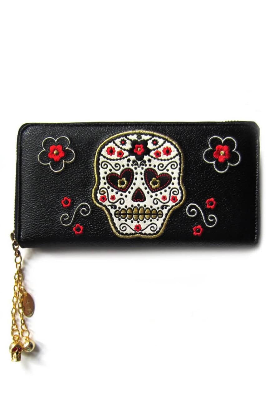Portefeuille tete de mort mexicaine