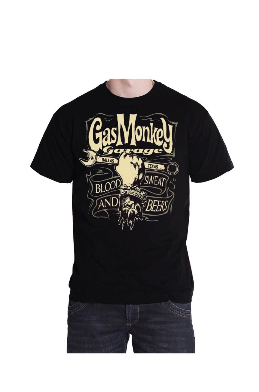 Tee sHirt gas monkey hand and spanne