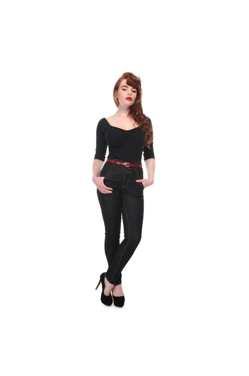 Jean noir fifties taille haute
