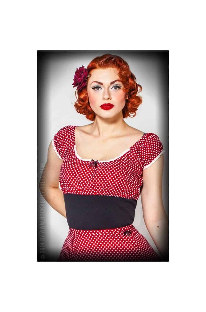 Haut rockabilly rouge a pois