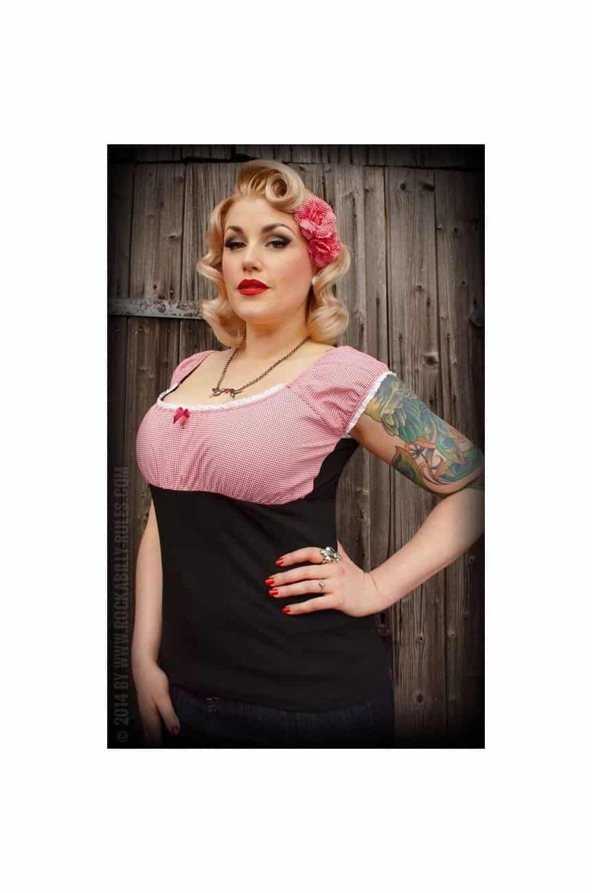 Haut rockabilly vichy rouge