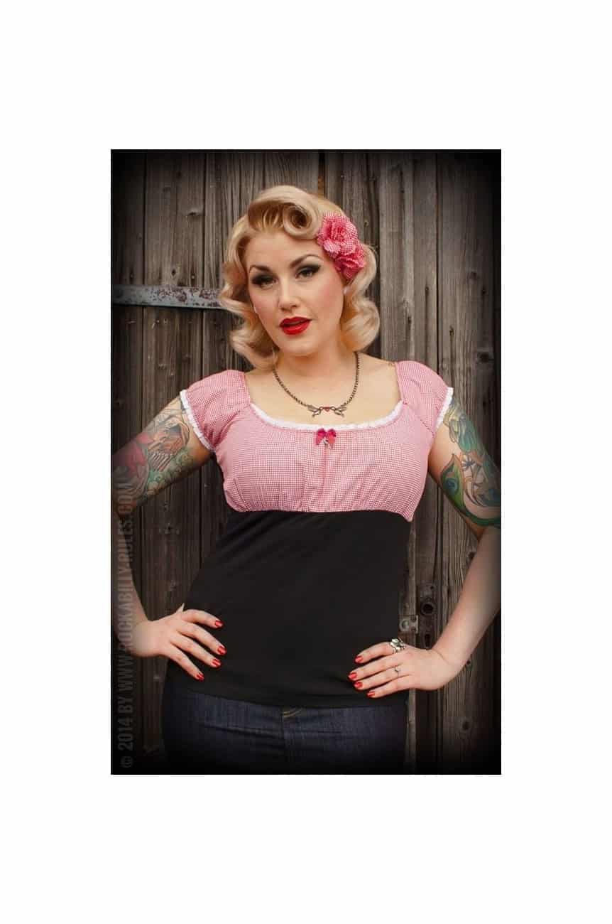 Haut rockabilly vichy rouge