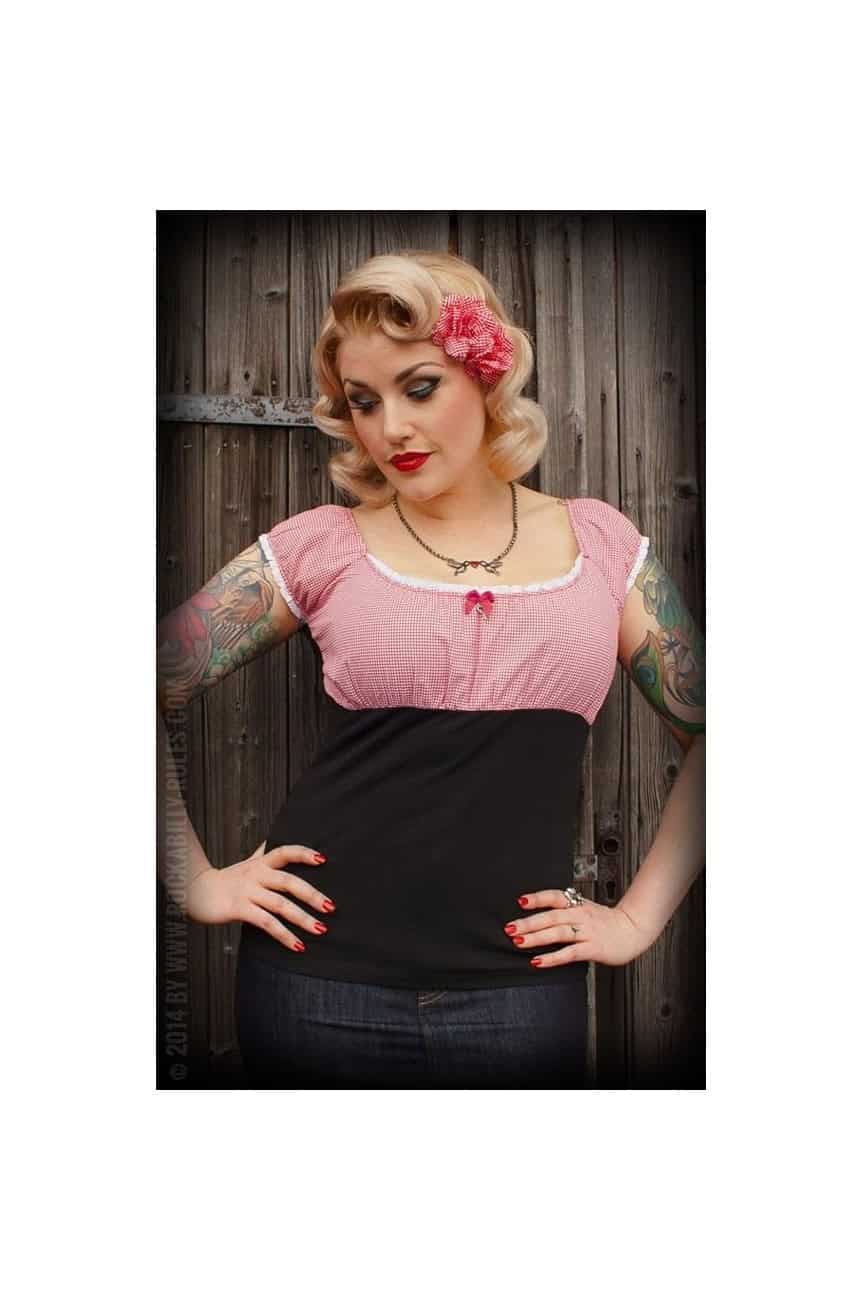 Haut rockabilly vichy rouge