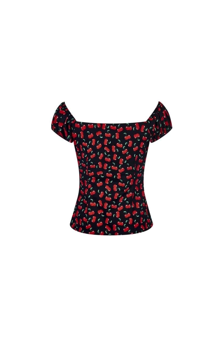 Haut cerises decoleté bateau 