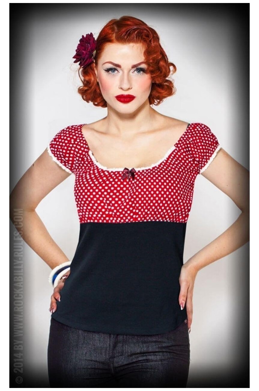 Haut rockabilly rouge a pois