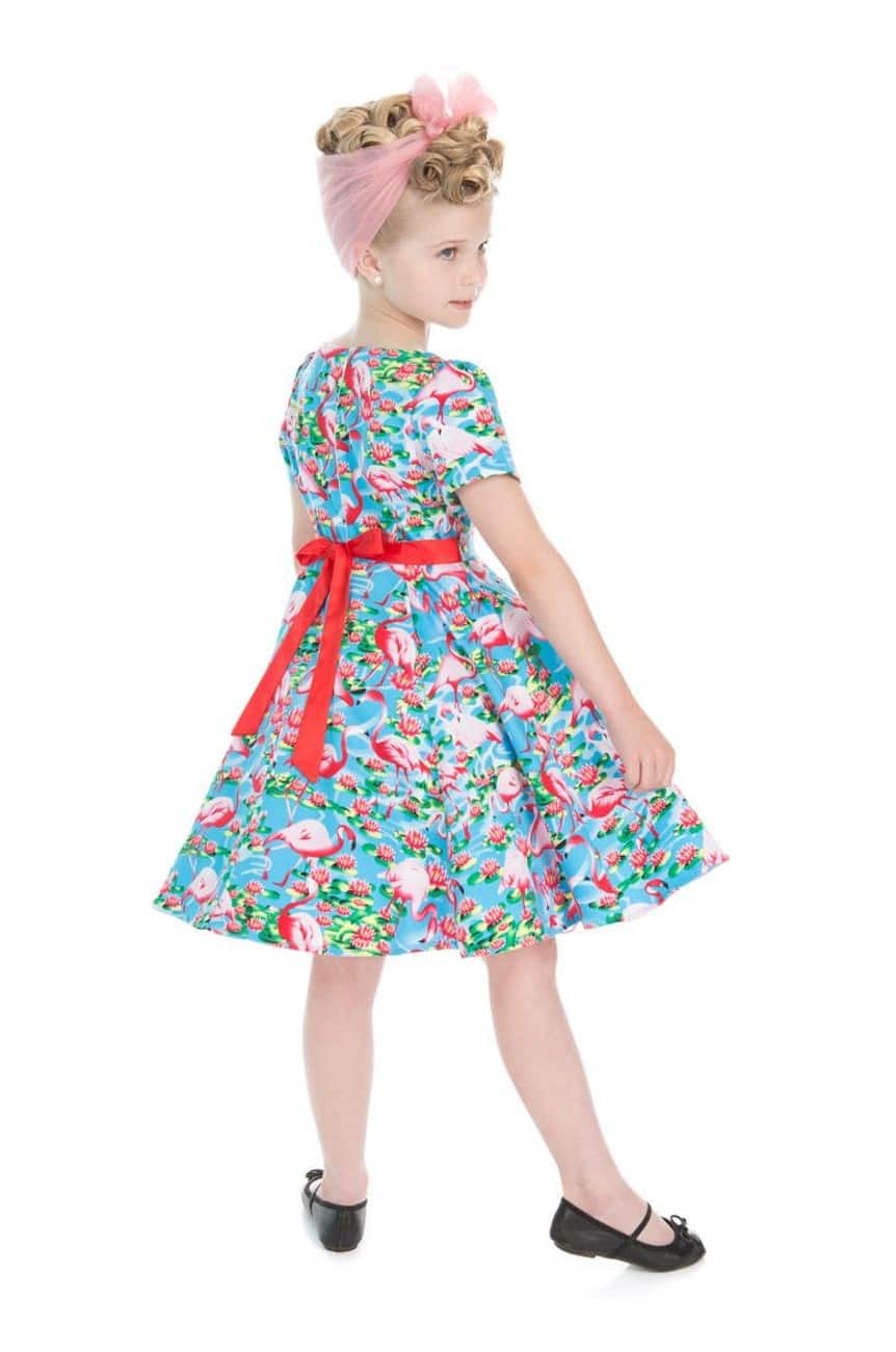 Robe pin up enfant flamant rose