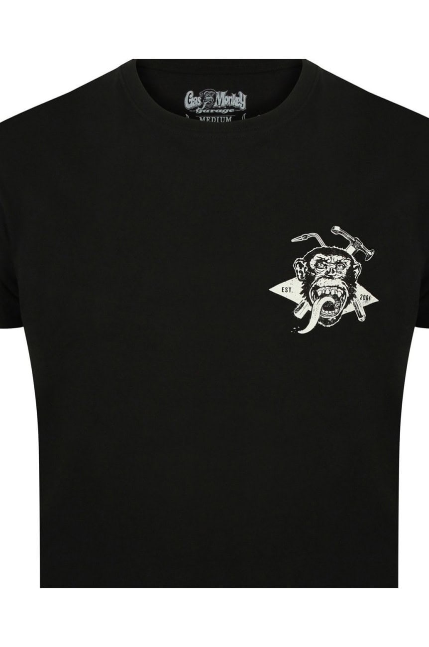 Tee shirt gas monkey Torch & hammer noir