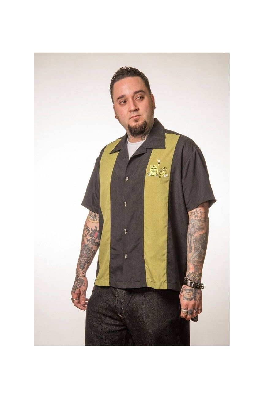 Chemise rockabilly noire et verte