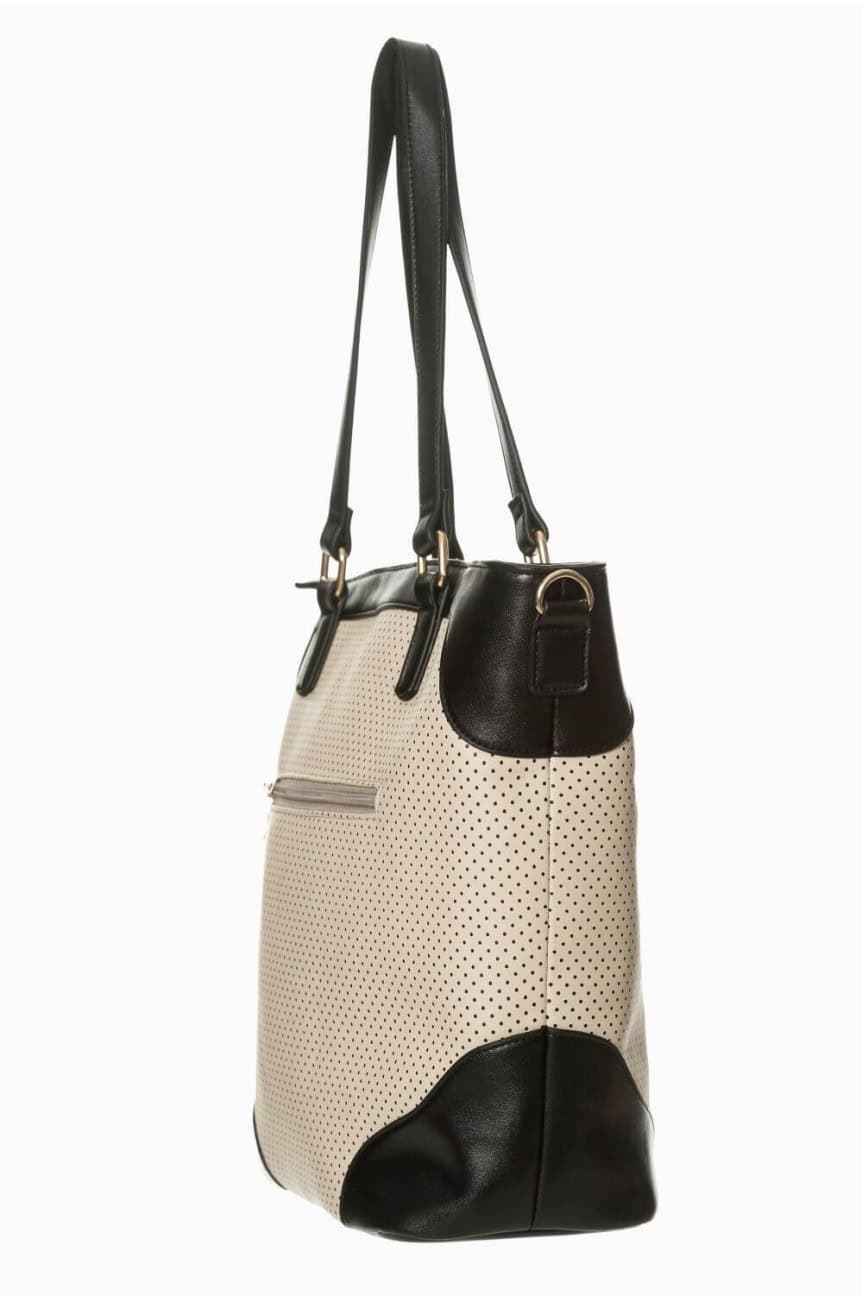 Sac vintage beige avec fleurs brodées