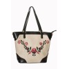 Sac vintage beige avec fleurs brodées