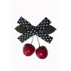 Barrette cerise avec noeud à pois