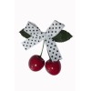 Barrette cerise noeud blanc