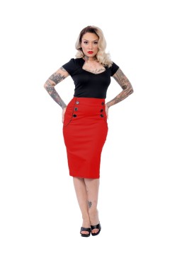 Jupe crayon annee 50 rouge