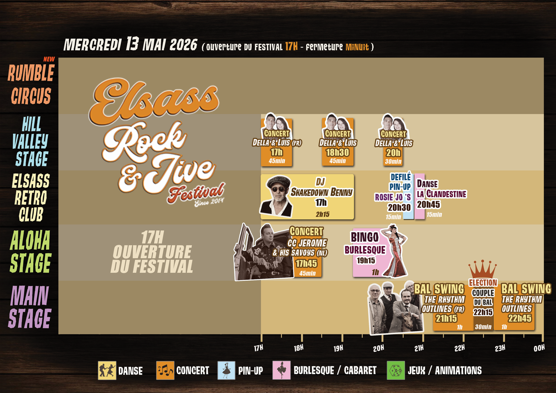 Programme Elsass Rock and jive festival Mercredi 13 Mai 2026